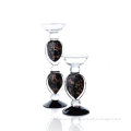 Black With Gold Decorative Glass Candle Holders For Toilet Decor